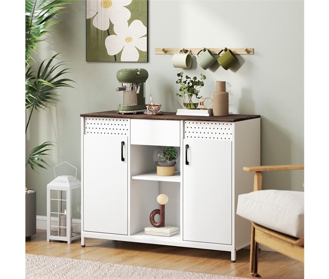 Aparador Melamina de Madeira e Metal HOMCOM Branco