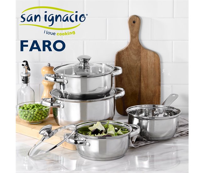 7 peças Bateria de cozinha + jogo de remendo Cromada