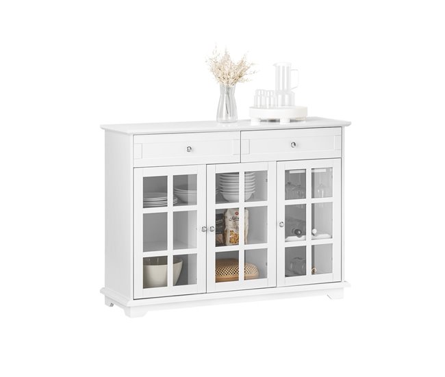 Aparador de cozinha com 3 portas e 2 gavetas FSB77-W SoBuy Branco