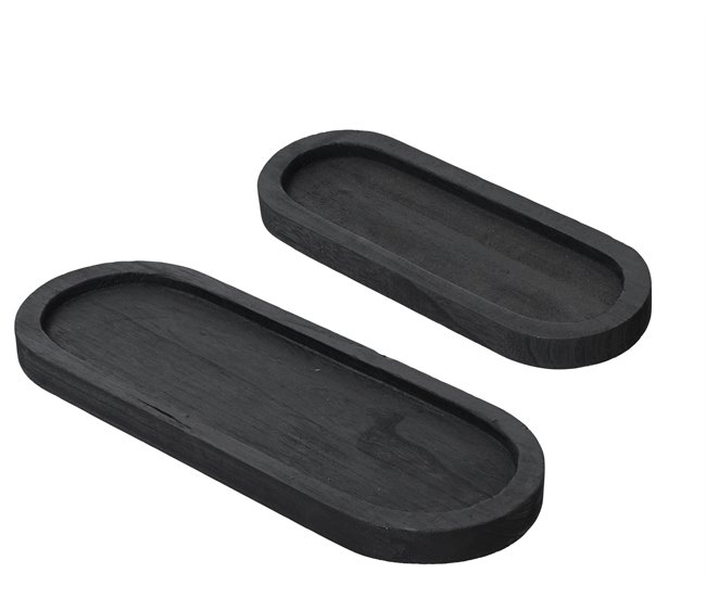 Conjunto de 2 tabuleiros decorativos SAMUL 15x40cm e 11x30cm Preto
