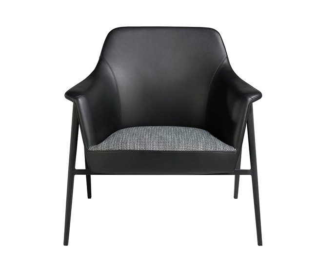 ANGEL CERDA Poltrona giratório em tecido cinzento e couro ecológico preto Cinza