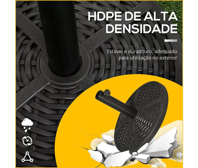 Base de Chapéu de Sol HDPE, metal, cimento Outsunny Preto