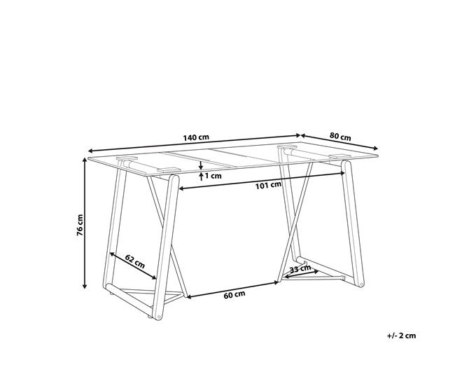 Beliani Mesa de jantar TACOMA 80x140 Transparente