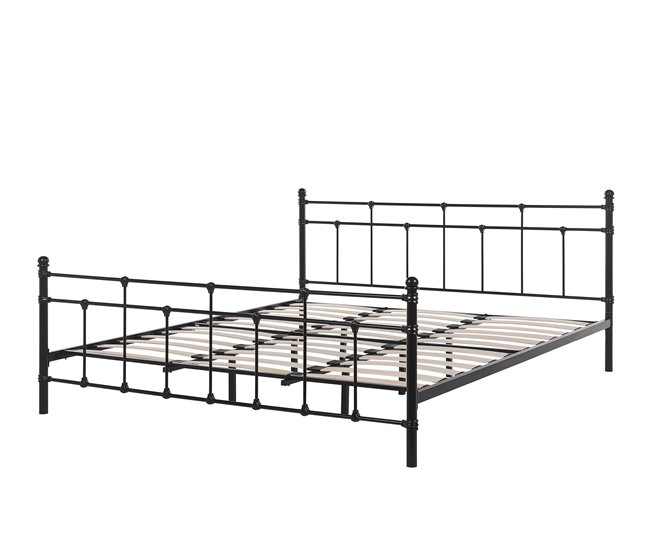 Beliani Cama com estrado Metal LYNX Preto