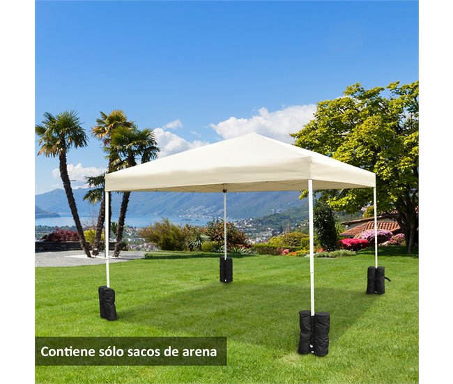 4 Pesos para Carpas Tecido de poliéster Outsunny Bege