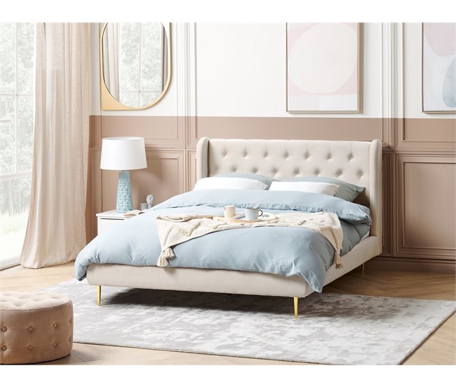 Beliani Cama Terciopelo FORBACH Bege
