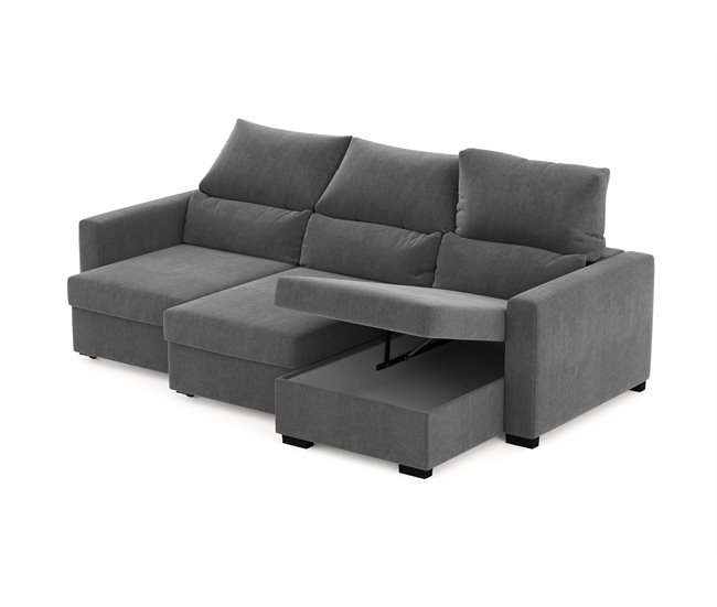 Chaise longue conversível em cama ARAM Cinza