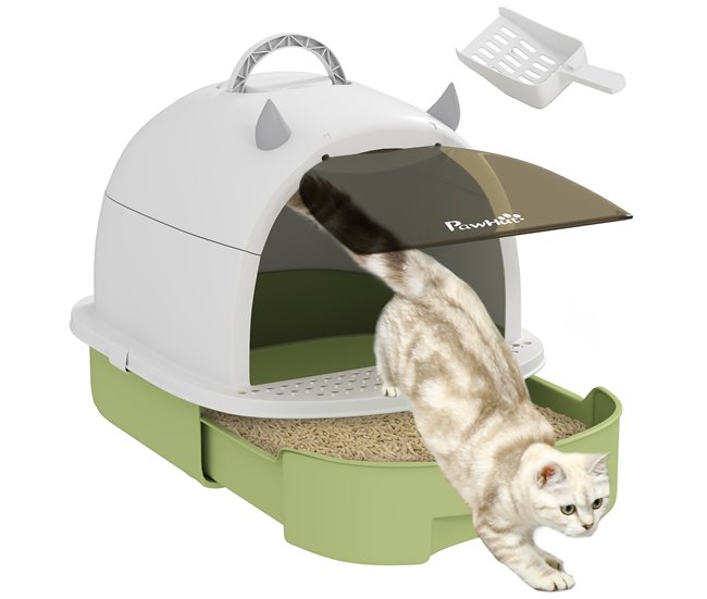 Caixa de Areia para Gatos Polipropileno PawHut Verde