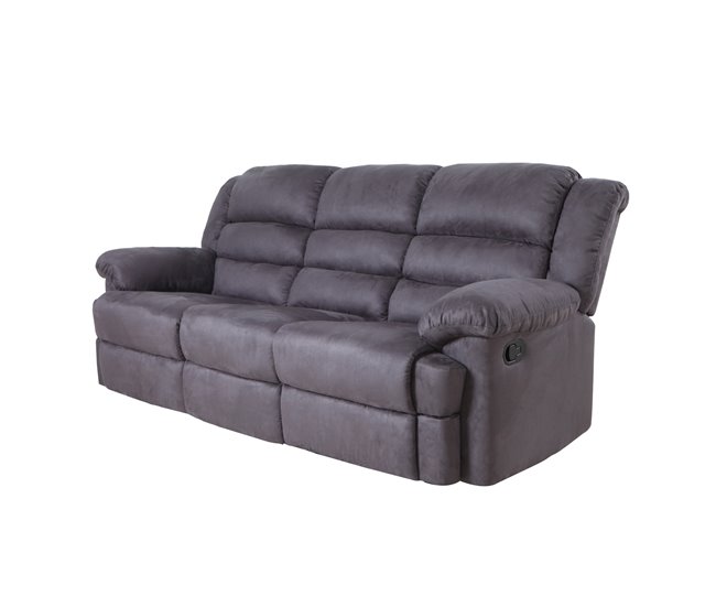 Sofá relax 3 lugares em microfibra BERRY Antracite