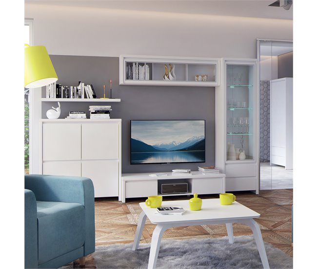 Armário expositor 1 porta 2 gavetas Soren 56 Branco