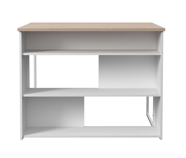 Mesa auxiliar de ilha de cozinha alta Buh Branco/ Madeira