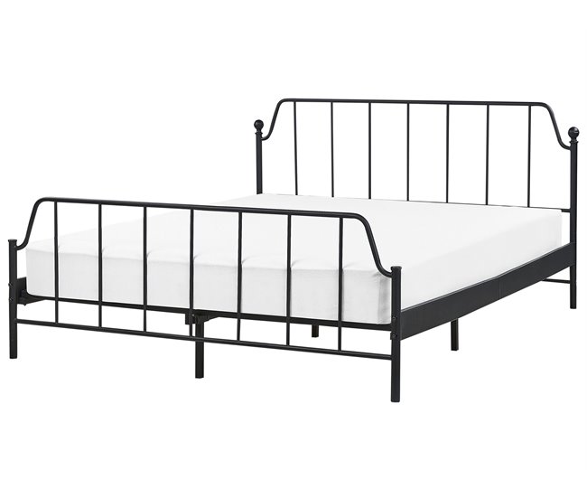 Beliani Cama com estrado Ferro MAURESSAC 164x206 Preto
