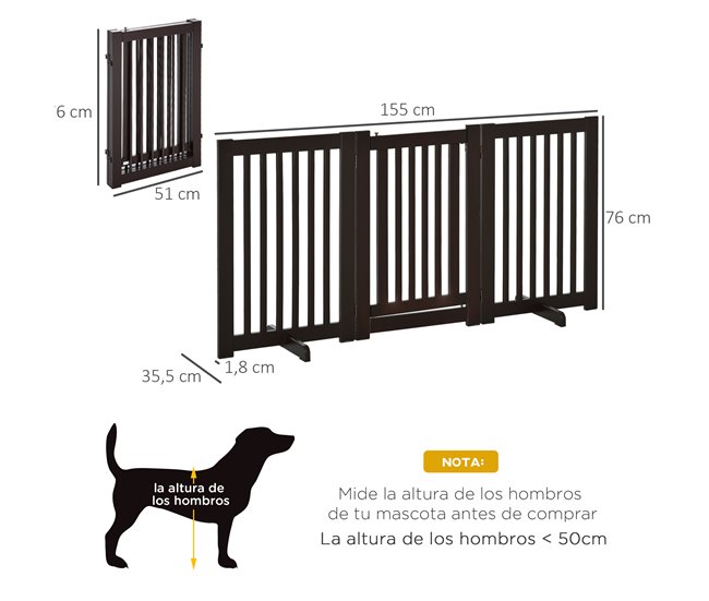 Barreira de Segurança Cães MDF PawHut Castanho