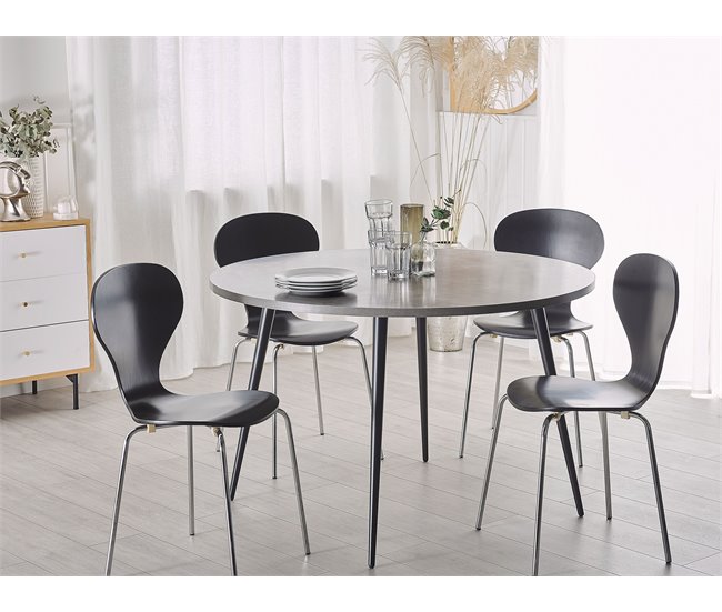 Beliani Mesa de jantar ODEON 120x120 Cinza Claro