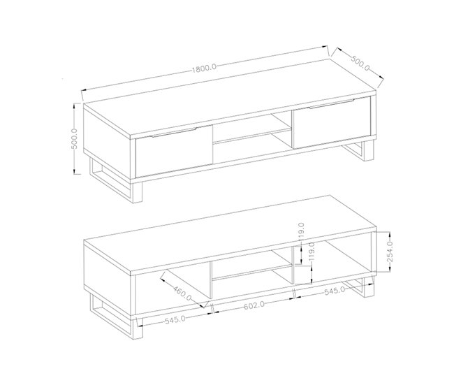 Suporte para TV de 2 gavetas Eden Madeira