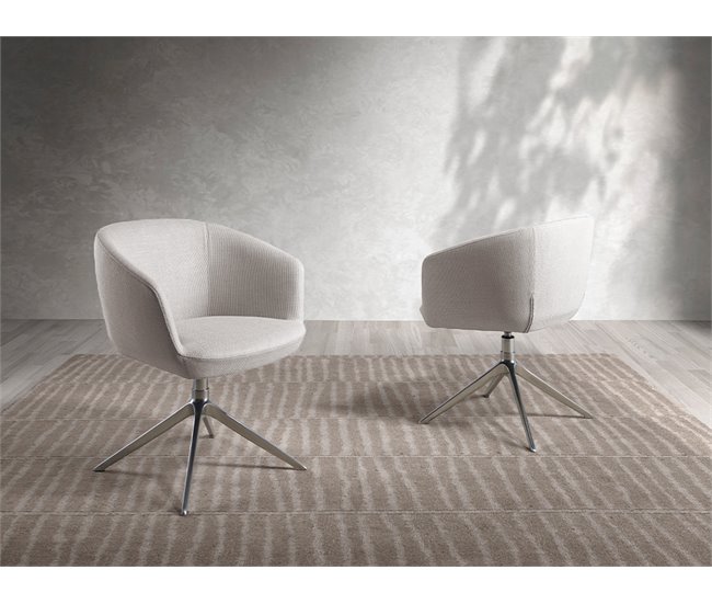 ANGEL CERDA Cadeira giratória em tecido cinzento claro AlumÍnio