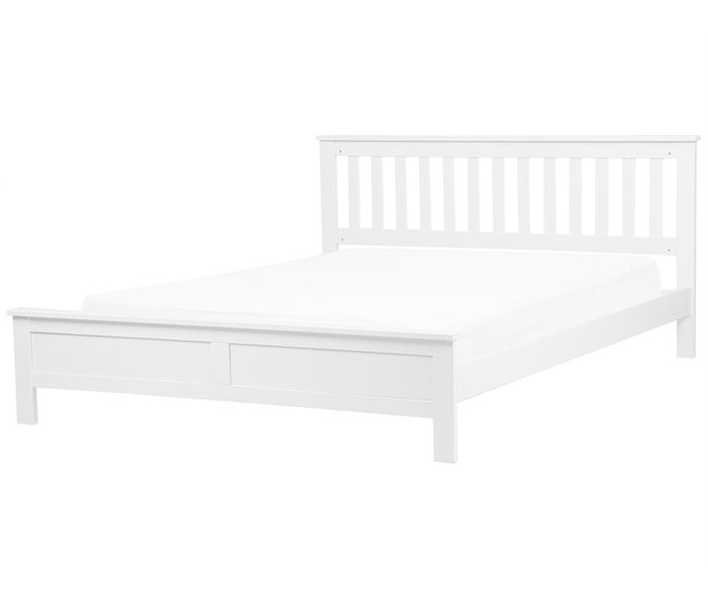 Beliani Cama com estrado Pinho MAYENNE 189x208 Branco