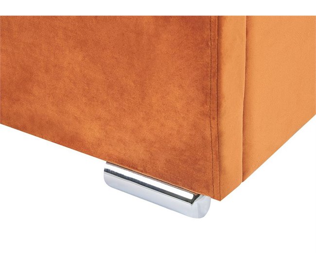 Beliani Cama com armazenamento Veludo ROUEN 168x214 Laranja