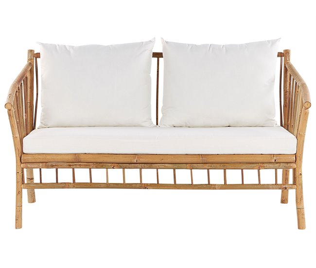 Beliani Conjunto lounge Madeira de bambu MAGGIORE Castanho
