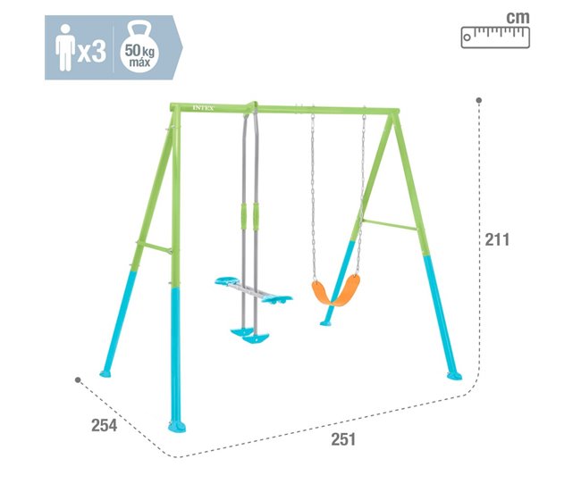 Balanço de jardim infantil com gangorra INTEX Verde