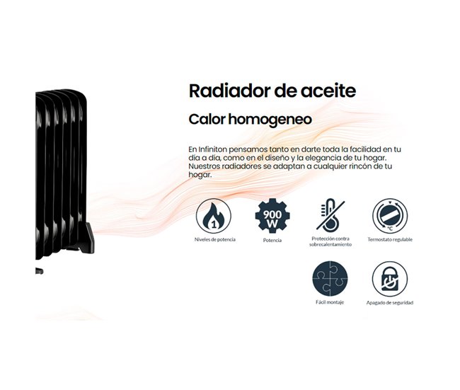 Radiador a óleo Infiniton HORM-N10 3 níveis de potência 900W Preto