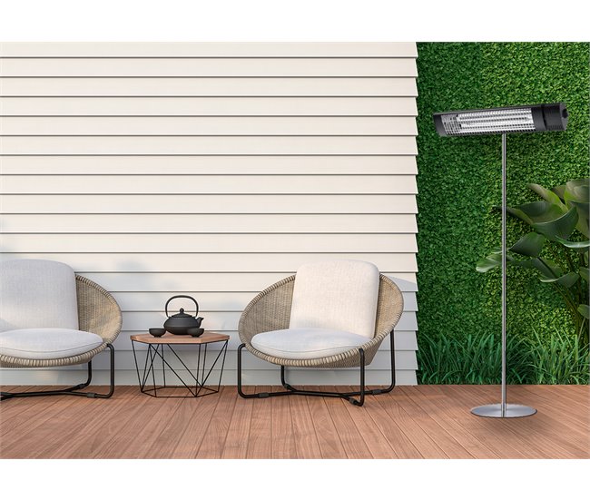 Radiador Exterior CALDO IRB NERO TERRA Sined com Pedestal 2000W, Preto e Cinzento Preto