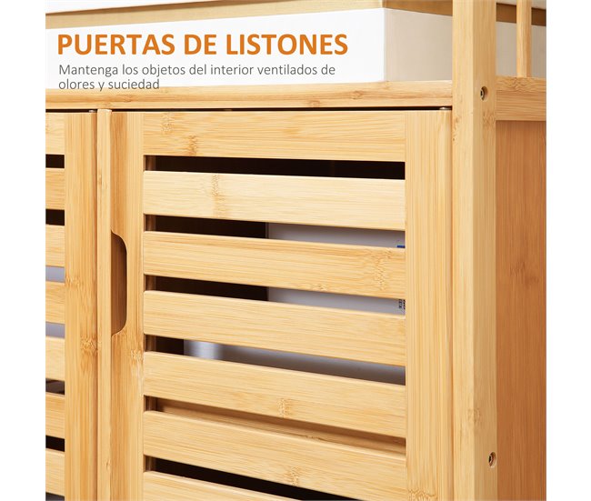 Aparador Bambu HOMCOM, casa - móveis de armazenamento Castanho