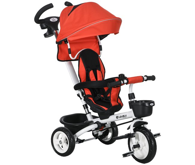Triciclo Evolutivo Aço, Plástico e Poliéster HOMCOM Vermelho
