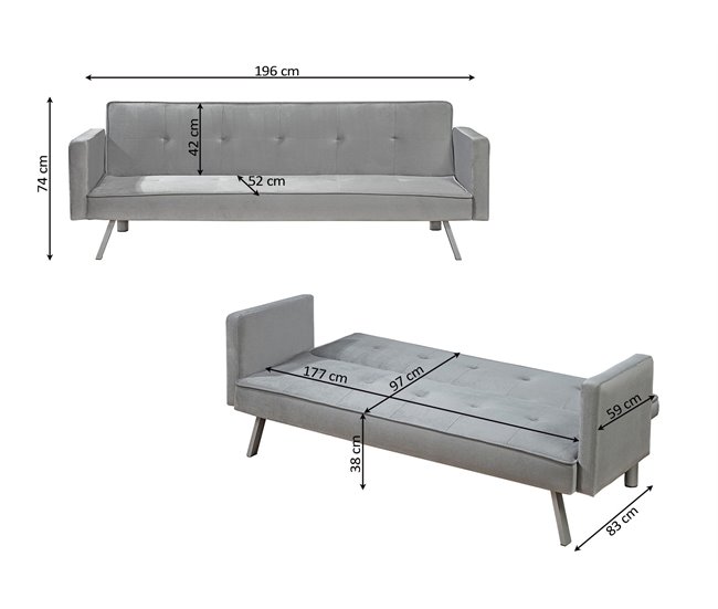 Sofá-cama Aveli Cinza Escuro