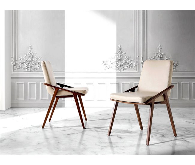 ANGEL CERDA Cadeira em pele ecológica vison Nogal