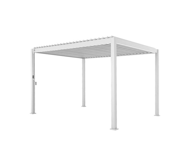Pérgola bioclimática em alumínio, lâminas orientáveis 400x300 Branco