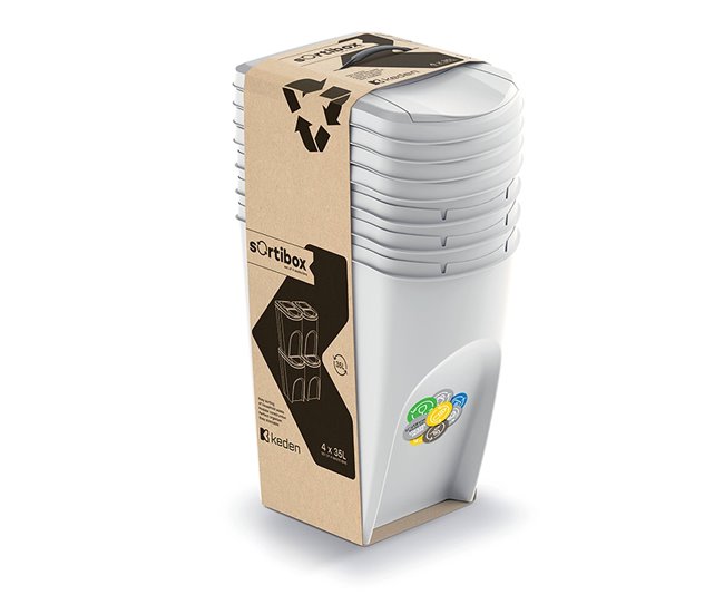WELL HOME Conjunto de 4 lixeiras-lixeira 35L Branco