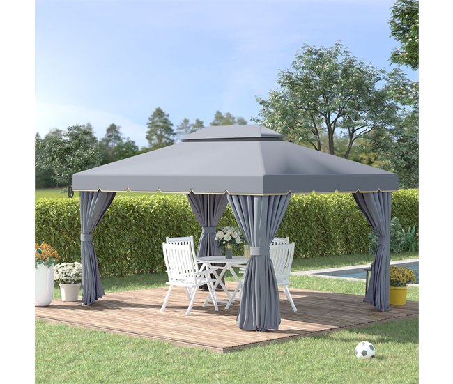 Pérgola Alumínio e Poliéster Outsunny 290x390 Cinza
