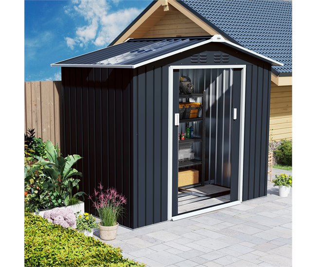 Abrigo de Jardim Aço Outsunny Cinza