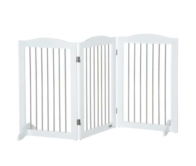 Barreira de Segurança para Animais de Estimação MDF e Aço PawHut Branco