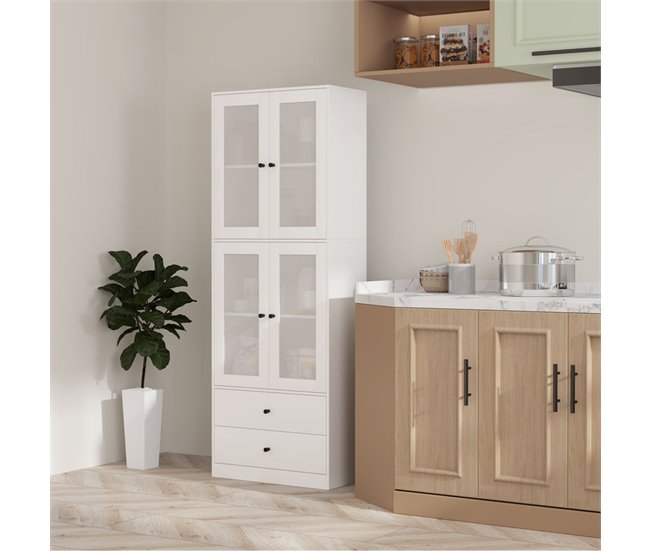 Armário de Cozinha Melamina de Madeira HOMCOM, casa - cozinha Branco