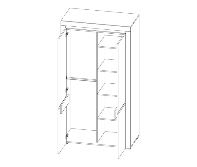Roupeiro de 2 portas com LED Kasla Branco