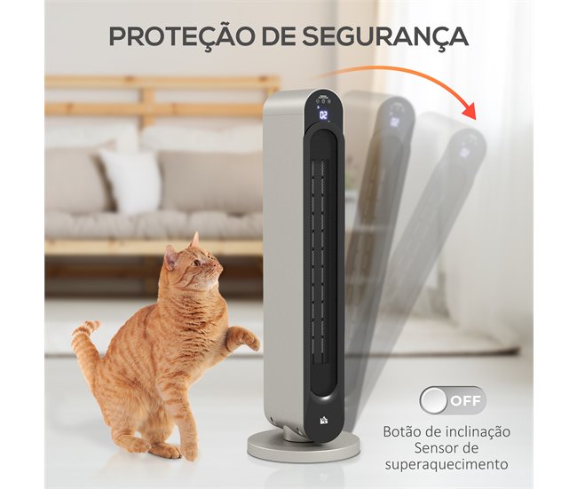 Aquecedor Cerâmico ABS HOMCOM, casa - aquecimento e climatização Prata
