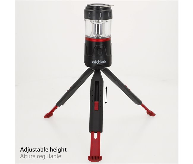 Aktive Lanterna LED 3 em 1 com tripé, USB e powerbank 220 lúmenes Preto
