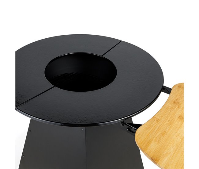 Braseiro de carvão vegetal com placa de ferro fundido esmaltado Preto