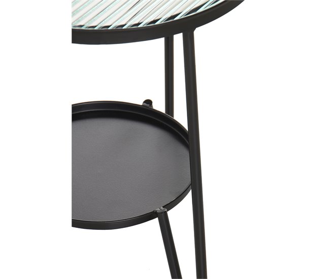 Mesa lateral de metal com tampo de vidro Preto