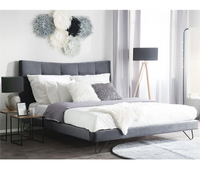 Beliani Cama com estrado Poliéster LANNION 203x223 Bege
