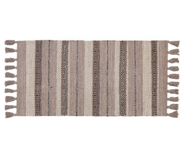 Tapete de algodão listrado 120x60 Castanho