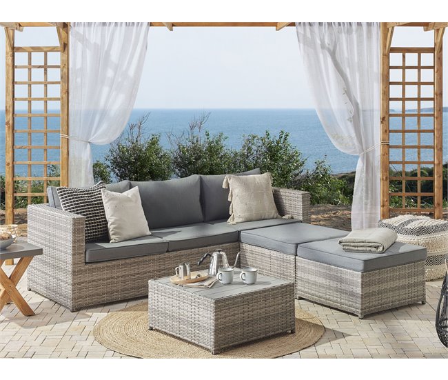 Beliani Conjunto lounge SABBIA Cinza Claro