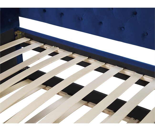 Beliani Cama com estrado Veludo GASSIN 100x231 Azul Marino
