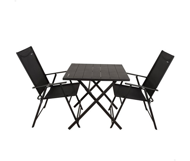Aktive Conjunto de jardim dobrável com mesa e 2 cadeiras em aço Preto