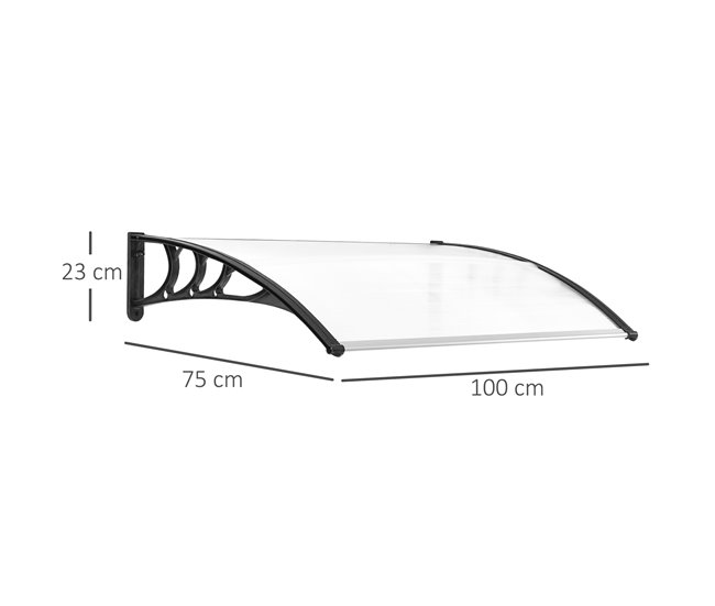 Marquise de Proteção Liga de Alumínio, PP e PC Outsunny 100x75 Branco