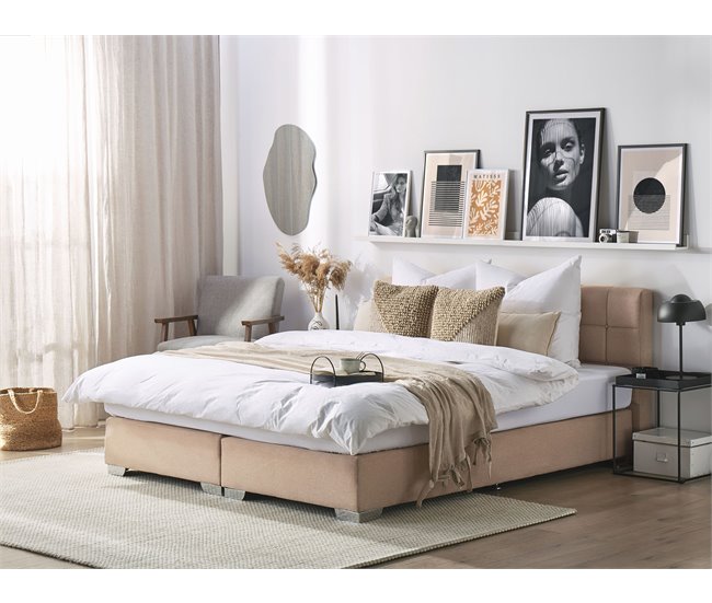 Beliani Cama continental Poliéster ADMIRAL 190x215 Areia