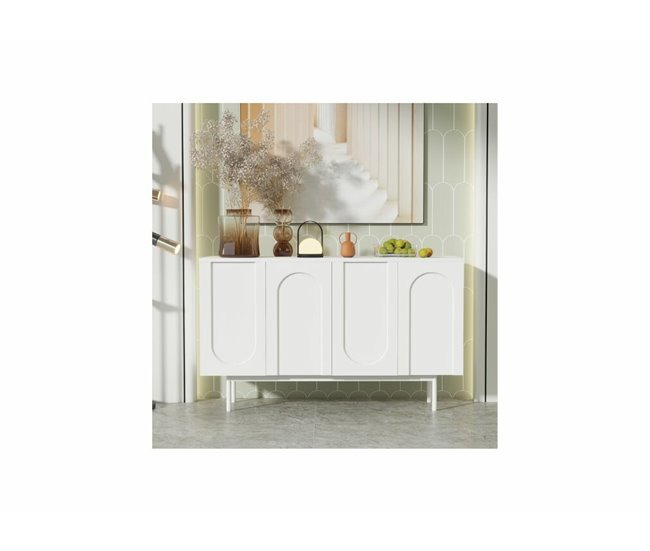 Aparador moderno com padrão arqueado e 4 portas Branco