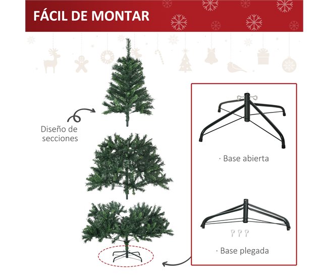 Árvore de Natal Artificial PVC e Metal HOMCOM, casa - natal Verde